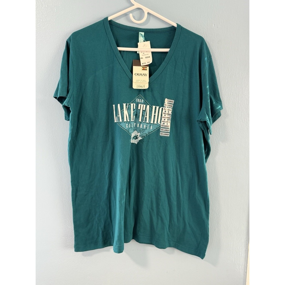 Vintage Lake Tahoe Woman's  T-shirt  Green California Spectra USA  , XX Large